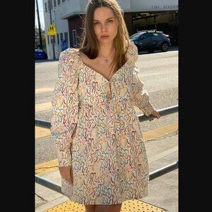 Lisa Says Gah Lena Babydoll Mini Dress Painted Ladies Rainbow Size Medium